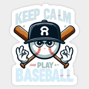 funny ball baseball keep calm and play baseball Sticker